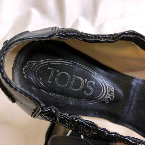 Tods black patent leather bow ballet flats size 38.5 or US 8 - Picture 15 of 16